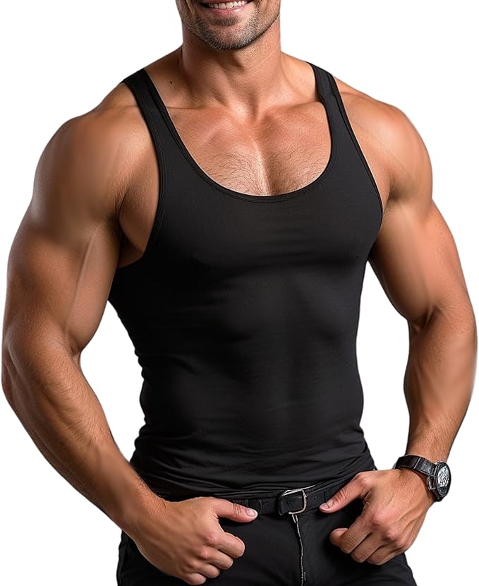 CS- Cozy Style Men’s Interlock Vest Undershirt Black